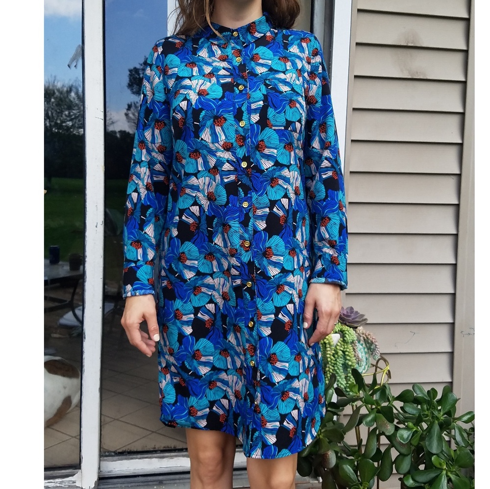 The Limited Long Sleeve Floral Shirt Dress Small